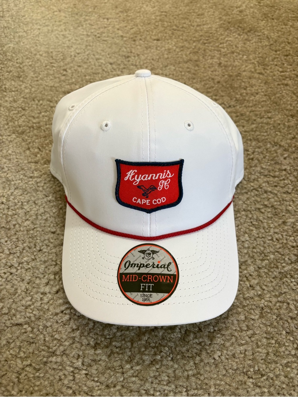 Hyannis Golf Club Cape Cod White & Red Rope Golf Cap